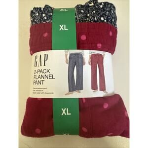 Gap Women 2-Pack Relaxed Fit 100% Cotton PJ Pants, Navy, Red Polka Dots Size Xl